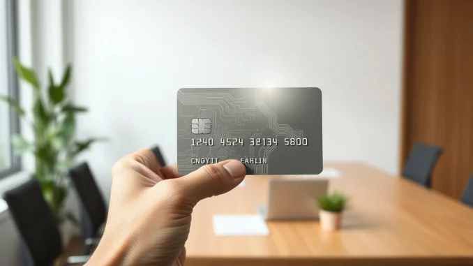 A modern credit card representing Bitcoin rewards programs and crypto financial services.