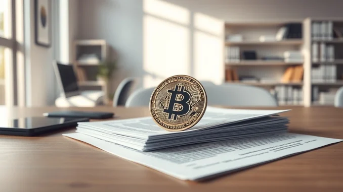 GameStop Bitcoin collateral strategy shown with coin on SEC financial documents.