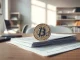 GameStop Bitcoin collateral strategy shown with coin on SEC financial documents.