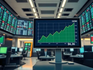 Gemini stock price surge shown on a financial trading screen after Q4 earnings report.