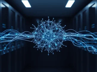 Visualization of Google's TurboQuant AI memory compression algorithm optimizing neural network data flow.