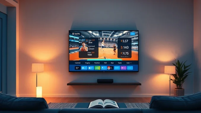 Google TV's new Gemini AI interface displaying live sports scores and information on a modern living room television.