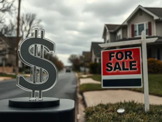 Political conflict between a Central Bank Digital Currency symbol and a For Sale sign representing the threatened housing affordability bill.