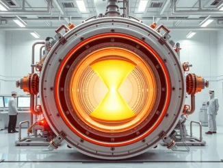 Helion's hourglass-shaped fusion reactor that could power OpenAI's artificial intelligence operations with clean energy.
