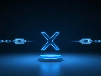 XRP token transforming into multiple blockchain chains representing Hex Trust and Doppler Finance multi-chain partnership