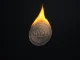 HyperCore HYPE token burning in a digital flame, representing the daily deflationary mechanism.