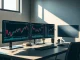 Analyst reviewing Hyperliquid HYPE token price charts and blockchain data on trading desk monitors.