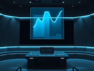 Hyperliquid leads perpetual DEX market with record trading volume shown on a financial data hologram.
