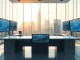 Financial trading floor data screens representing Intercontinental Exchange's investment in Polymarket prediction markets.