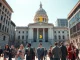 Indiana State Capitol with Bitcoin integration representing new retirement plan legislation for public employees