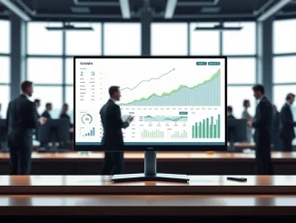 Institutional crypto investment analysis on a professional trading dashboard showing market growth trends.