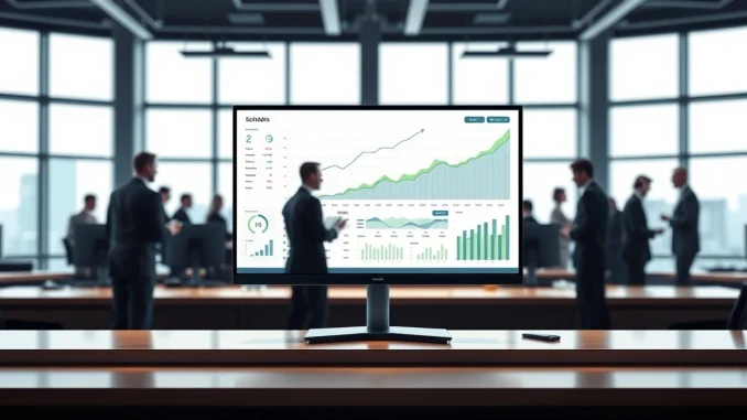 Institutional crypto investment analysis on a professional trading dashboard showing market growth trends.