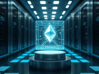 Digital representation of institutional Ethereum holdings in a secure corporate vault, symbolizing the $13.34 billion asset allocation.