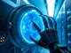 Secure IronClaw AI agent interacting with digital vault representing enhanced security against OpenClaw vulnerabilities.