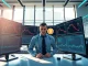 Jane Street quantitative trader analyzing Bitcoin price charts and algorithmic trading data on multiple monitors