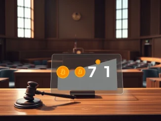 A judge's gavel with a Bitcoin symbol represents the court order freezing 71 Bitcoin in the BlockFills lawsuit.