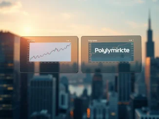 Kalshi and Polymarket prediction market trading terminals in a financial newsroom setting, representing the $20B valuation news.