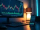 A trading desk monitor displaying financial charts for KuCoin's new stock index perpetual contracts.