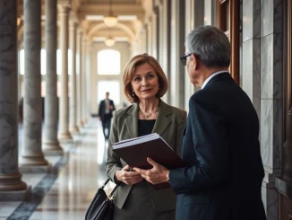 Senator Cynthia Lummis discusses crypto tax exemption and market structure legislation in the U.S. Capitol.