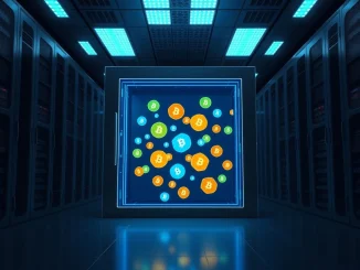 March 2026 $5.8 billion cryptocurrency token unlocks visualized as tokens released from a digital vault.