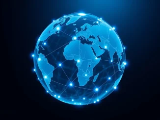 Mastercard crypto partner program global financial network visualization for blockchain payments.