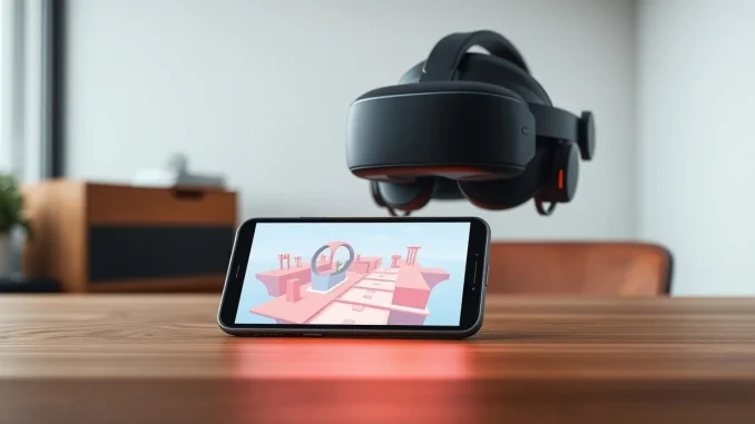 Meta Horizon Worlds shutdown symbolized by a VR headset and a smartphone showing a metaverse app.