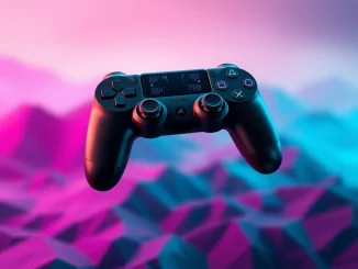 METYA and Kult Games Web3 gaming partnership symbolized by a futuristic controller in a digital landscape.