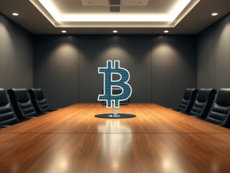 MicroStrategy's corporate strategy for Bitcoin investment depicted in a boardroom setting.