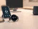Mistral AI's Voxtral TTS speech generation model running on a smartwatch and smartphone for enterprise voice AI applications.