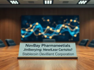 Corporate nameplate change symbolizing NovaBay Pharmaceuticals' pivot to Stablecoin Development Corporation.
