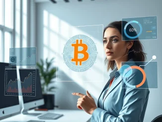 Financial analyst reviews AI and Bitcoin data connection for best crypto to buy now analysis.