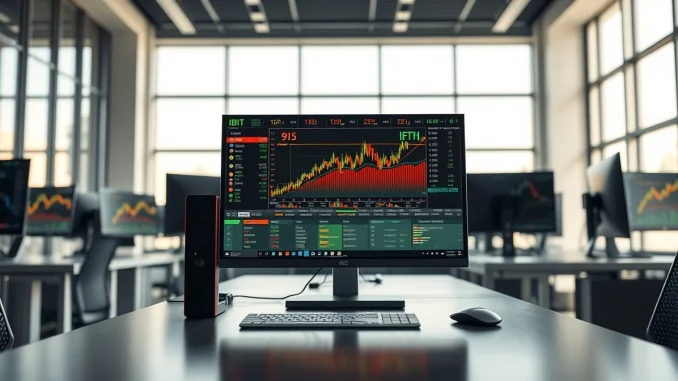 Trading terminal displaying Bitcoin and Ethereum ETF options data following NYSE rule changes in 2026.