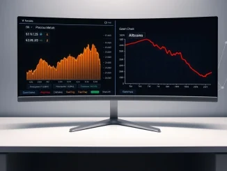 Trading desk visualization showing rising commodity perpetual futures and falling altcoin markets.