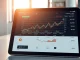 Analyst reviewing Ordinals ORDI token price chart and Bitcoin NFT market data on a digital screen.