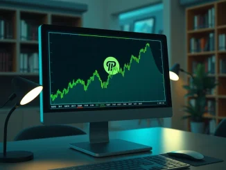 Pi Network price chart showing a sharp 30% rally on a trading terminal screen, signaling potential breakout.