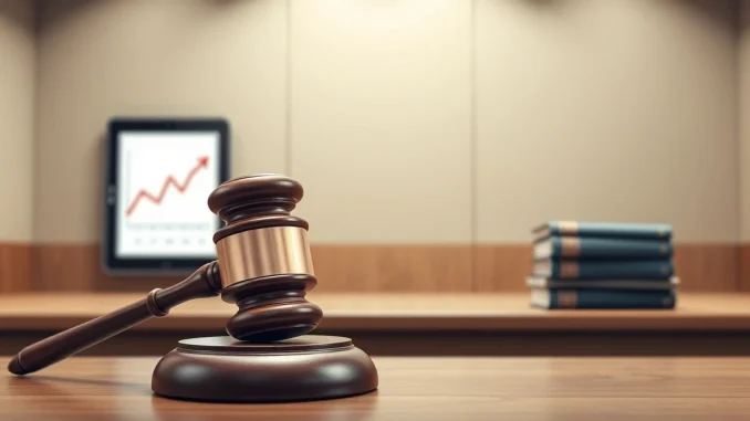 Legal showdown over prediction markets regulation with a judge's gavel and digital market interface.