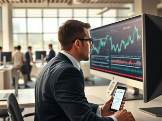A professional trader analyzes prediction market data on a digital screen, representing Wall Street's new access to event-based financial contracts.