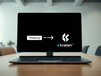 Conceptual image of a PUMP token treasury transfer to Kraken cryptocurrency exchange.