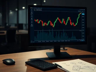 Cryptocurrency market analysis chart for Ravencoin (RVN) on a computer monitor.