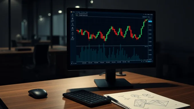 Cryptocurrency market analysis chart for Ravencoin (RVN) on a computer monitor.