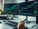 Financial trading desk monitors showing XRP cryptocurrency price charts following Ripple's buyback announcement.