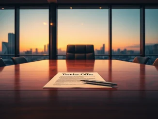 Ripple Labs boardroom scene depicting the strategic $750 million share buyback and tender offer decision.