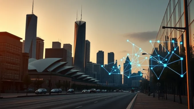 Australian city skyline representing Ripple's business expansion and XRP cryptocurrency market activity.