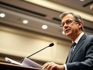 SEC Chair Paul Atkins proposing crypto safe harbor exemptions at a Washington D.C. event.