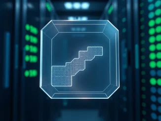 Segregated Witness (SegWit) upgrade visualized as a segmented blockchain block separating data.