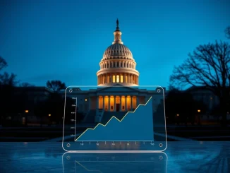 US Capitol at dusk with data tablet illustrating the Senate crypto bill and CLARITY Act debate.
