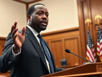 US Senator Tim Scott discusses crypto market structure legislation at a Washington D.C. event.