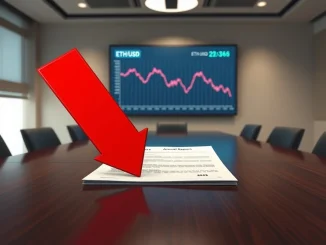 Sharplink 2025 annual report showing a $735 million loss as Ethereum price graph crashes in background.