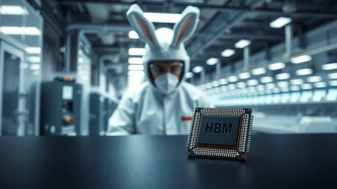 SK hynix high-bandwidth memory chip production in a cleanroom facility for AI semiconductors.