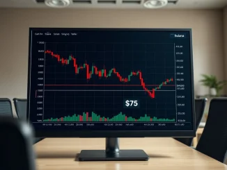 Solana cryptocurrency faces critical technical retest at $75 support level on financial chart